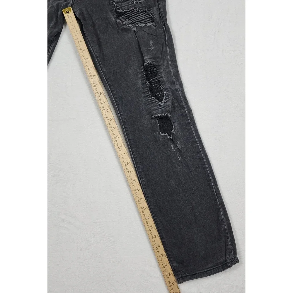True Religion Rocco Jeans Mens Size 30 Black Relaxed Skinny Ripped Distressed